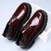 2025 Spring and Summer New Breathable Men's Big Head Leather Shoes Platform Patent Leather Glossy Business Casual Shoes Hairstylist Trendy Shoes