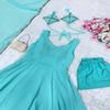 Vestido Anarkali de Georgette Azul Aqua com Calça & Duppatta