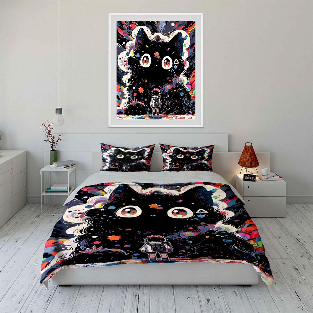 **Mystic Cat Adventure Set Design** Exquisite Three-Piece Bedding Set Gift For Kids And Adults