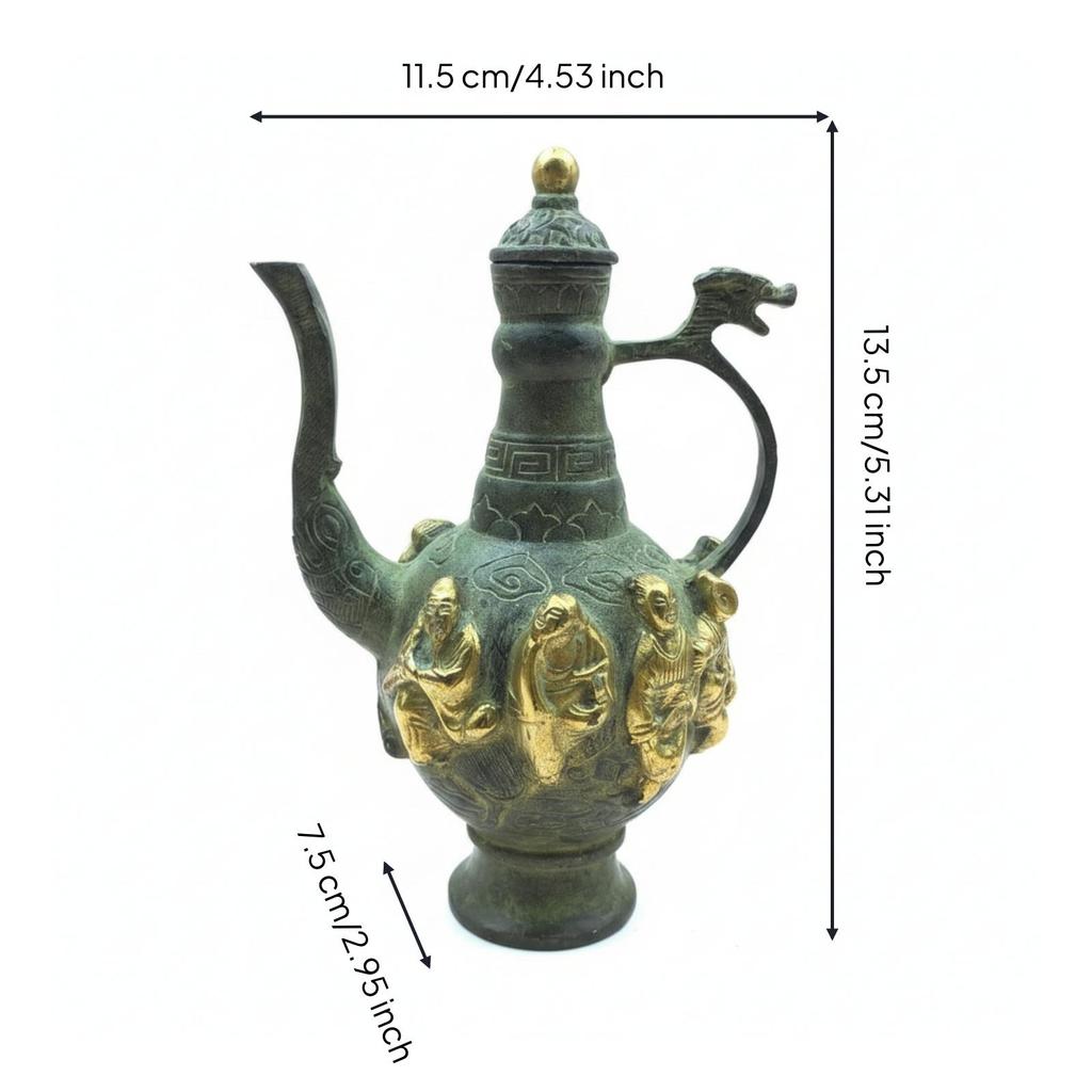 Spirit Pot with Lid Ornate Decorative Metal Ewer Sculptural Antique Style