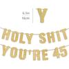 45th Birthday Decorations for Men & Women, Happy 45 Years Old Party Sign, 45 Birthday Gifts for Her & Him, Pre-Strung 45th Party Banner - Gold
