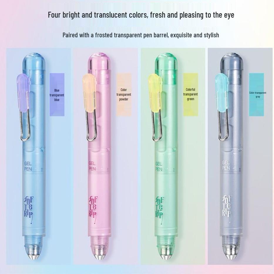 

DianShi 0206 Retractable Translucent Black Pen - Quick-Drying Bullet & Bead Tip for Portable Writing 12 pieces per box