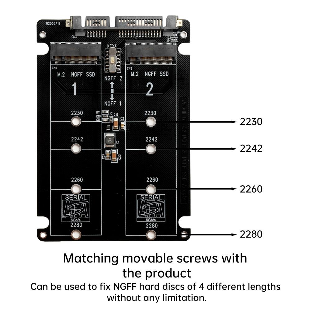 Dual M.2 auf SATA3.0 Adapter M.2 SATA Protokoll SSD Adapter 2 Port NGFF M.2 B-Schlüssel auf SATA 3.0 6Gbps M2 auf SATA Konverter Kartengehäuse