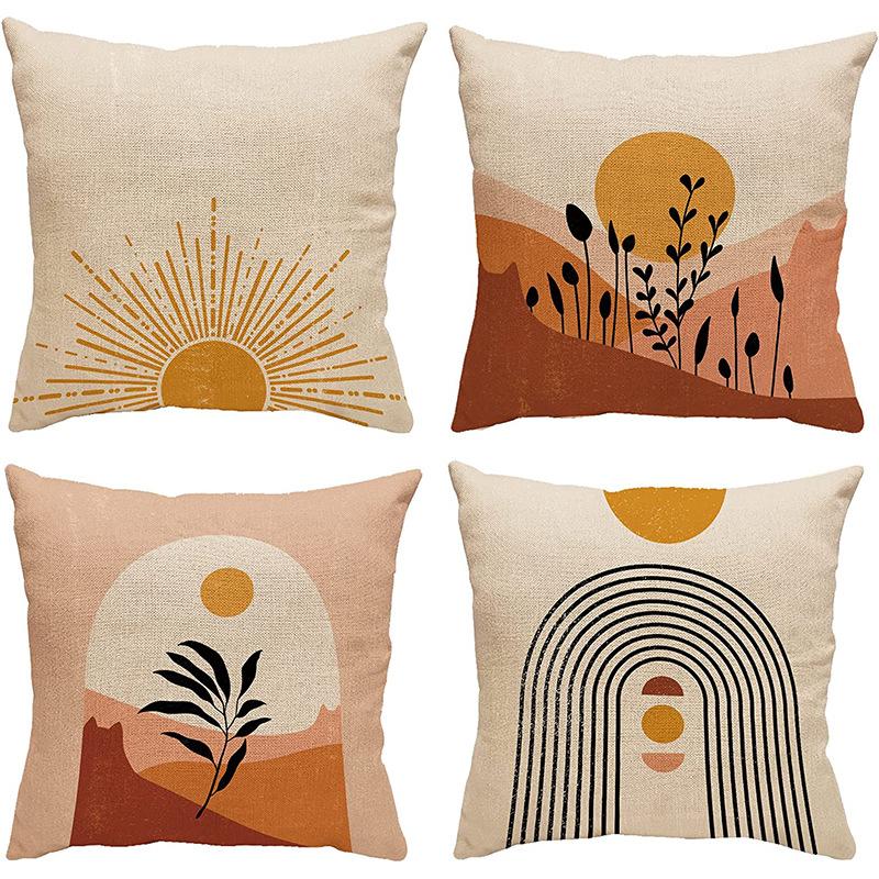 Abstract Pillowcase Sunset Sunrise Line Modern Art Minimalist Living Room Sofa Bay Window Pillow Geometry