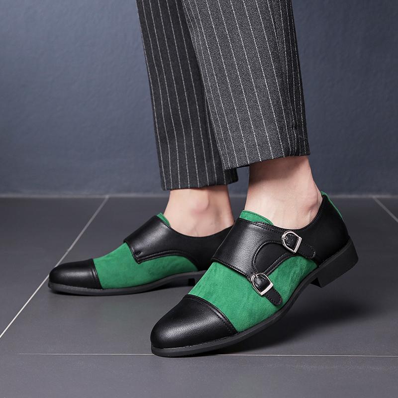 Fashion Men's plus size leather shoes Trendy fashion designer styles Outdoor leisure business party office wedding Color blocked shoes