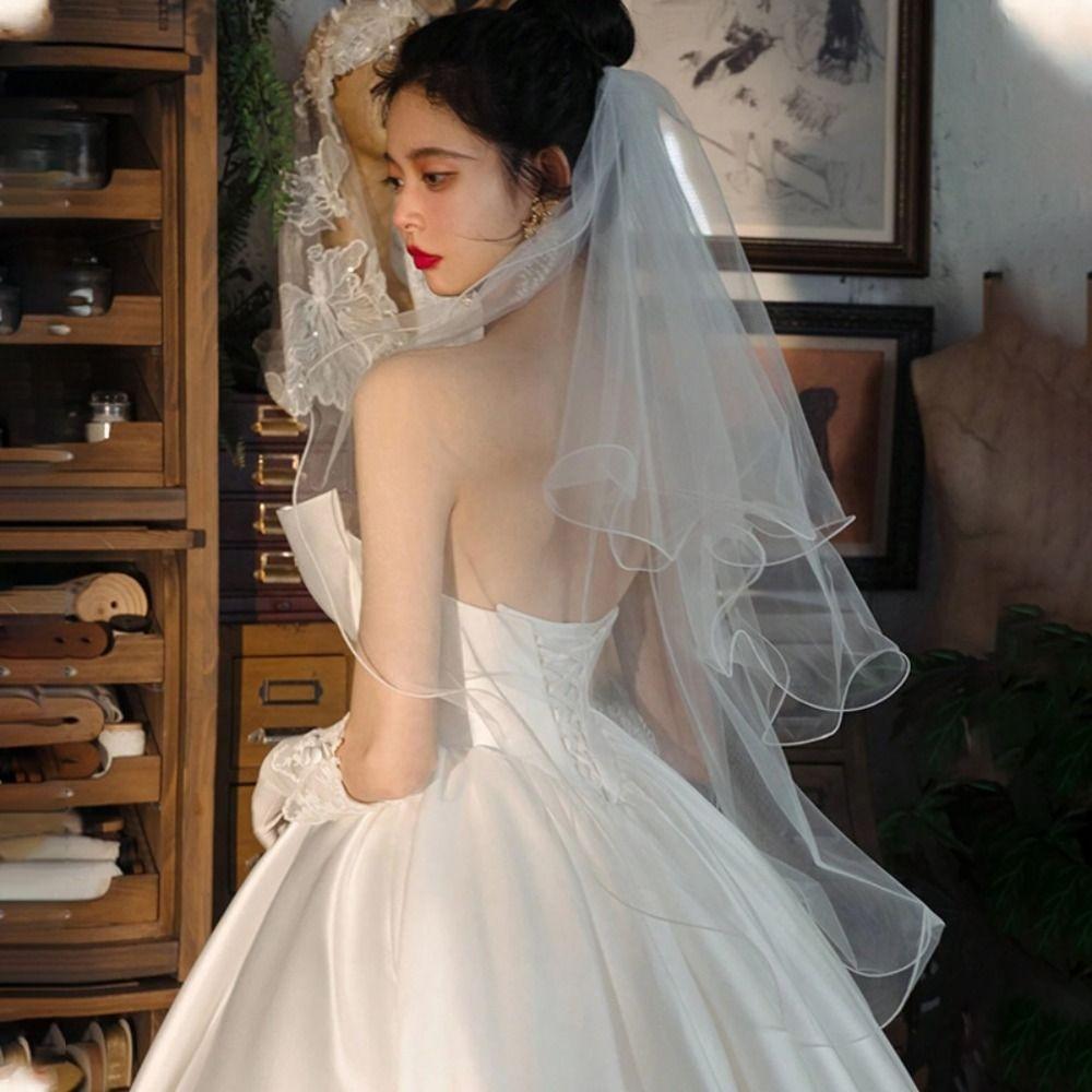 Short Wedding Veils Two Layer Bride Head Gauze New Bridal Veil  Bride Accessories