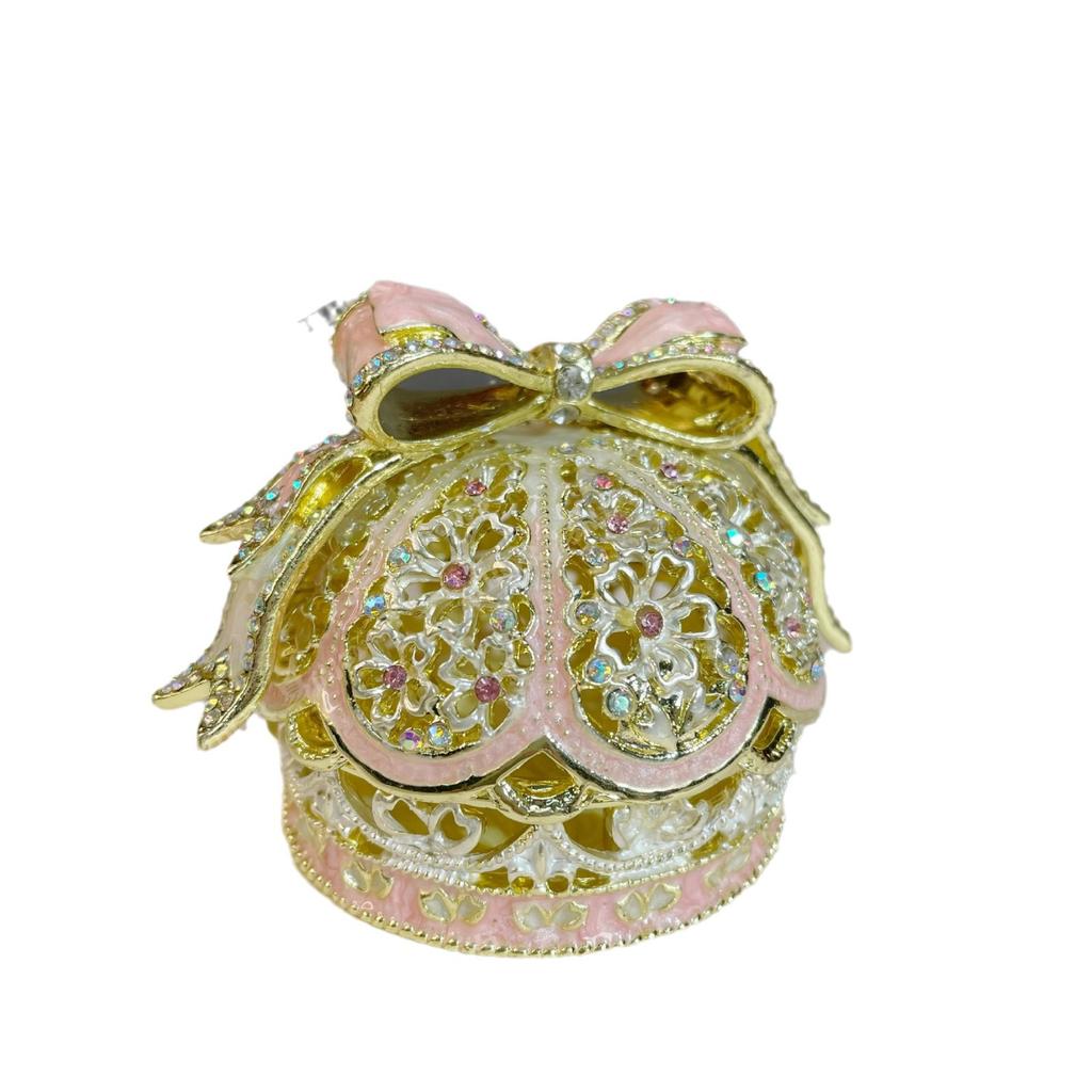 Light Luxury Enamel Rose Jewelry Box, Alloy Handicraft Ring & Earring Storage, Fashionable Home Desktop Decor Organizer