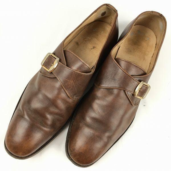 Vintage Britische Herren Hohans Monk Strap Business Schuhe Braun Größe 10.5 (28.5-29.0)(GEBRAUCHT)