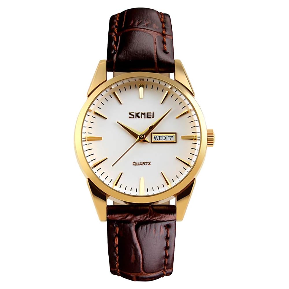 Elegant Women s Brown Leather Strap Quartz Analog Watch Waterproof Casual Classic