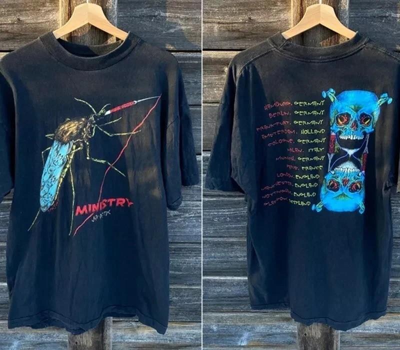 1992 Ministry Euro Tour 2 side basic black classic style T shirt Unisex T-Shirt XL