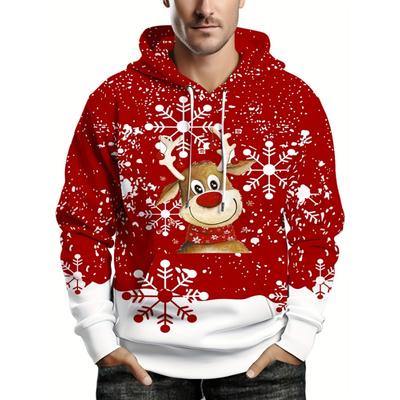 Grafika s vianočnou tematikou Pánska móda 3D potlače Červená mikina s kapucňou Streetwear Mikiny s kapucňou Dizajnová mikina