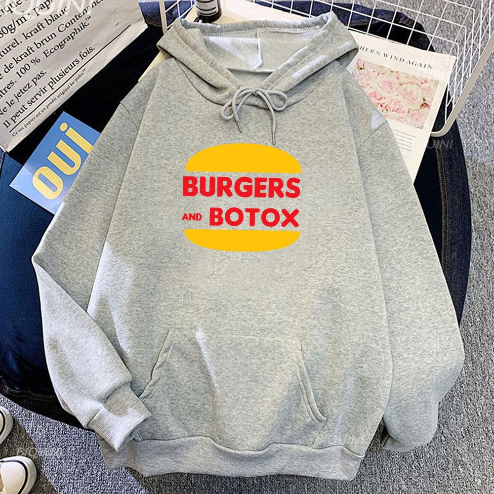 Selling Sunset Burgers and Botox Hoodies Funny Cartoon Graphic Sweatshirts Pocket Ropa Hombre Streetwear Winter Hooded