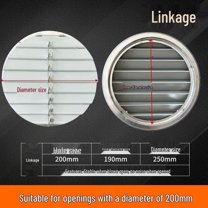 Round Aluminum Alloy Self-Closing Air Vent Louver Fan for Indoor Exhaust Systems