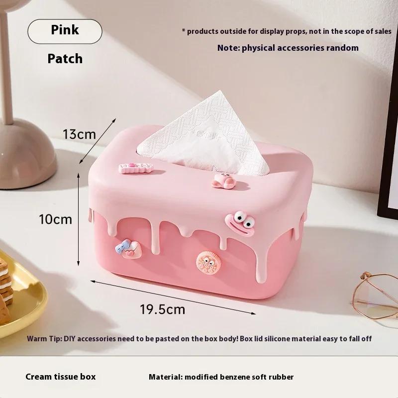 Portable Tissue Box Living Room Desktop Storage Paper Box Dopamine Creative Paper Towel Storage Box Household Daily Necessities