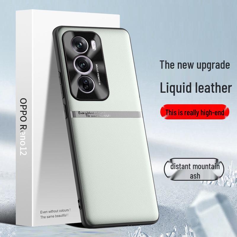 Liquid Leather Anti-Fall Case for Oppo Reno12 Mobile Phone