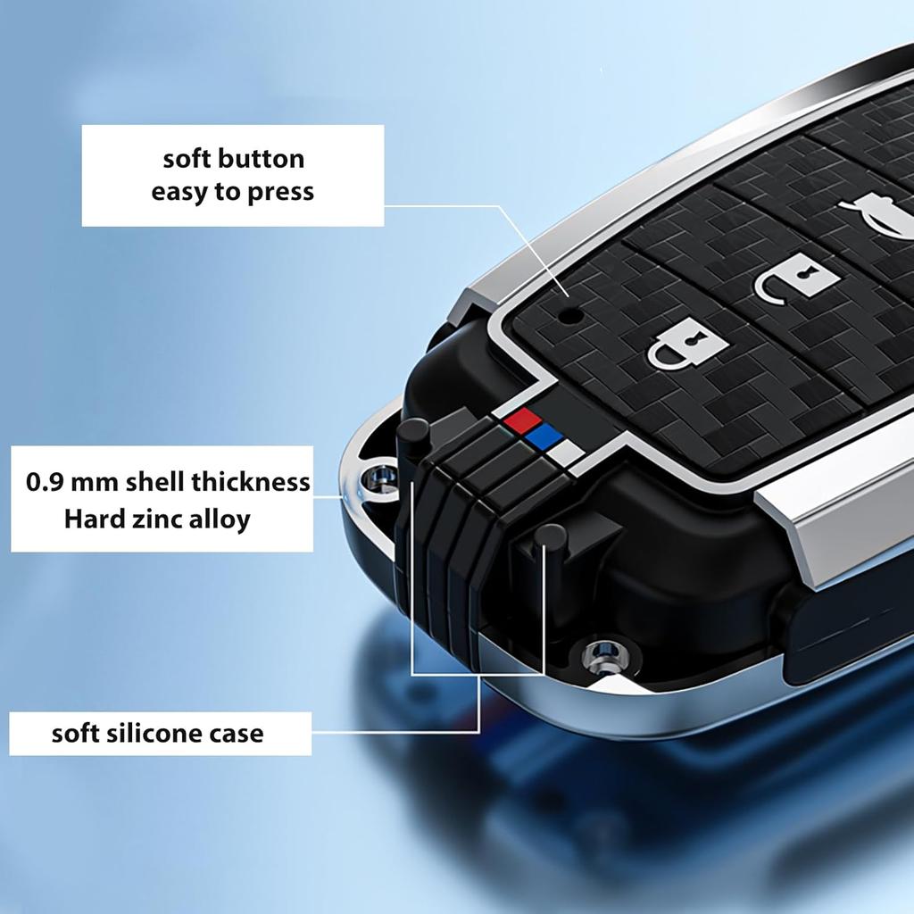 Heavy Metal Key Fob Cover, Compatible With Toyota Tundra   2024 2025, Fit For Corolla Cross Venza Sequoia Etc, Zinc Alloy Fob Case With Carbon Fiber