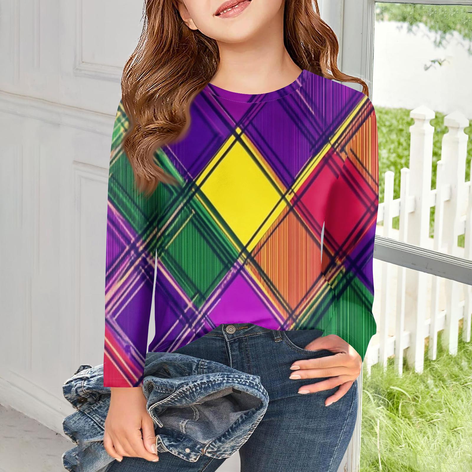 

Дівчачі футболки з довгим рукавом Дитячі осінні топи Круглий виріз З принтом Базові футболки 160