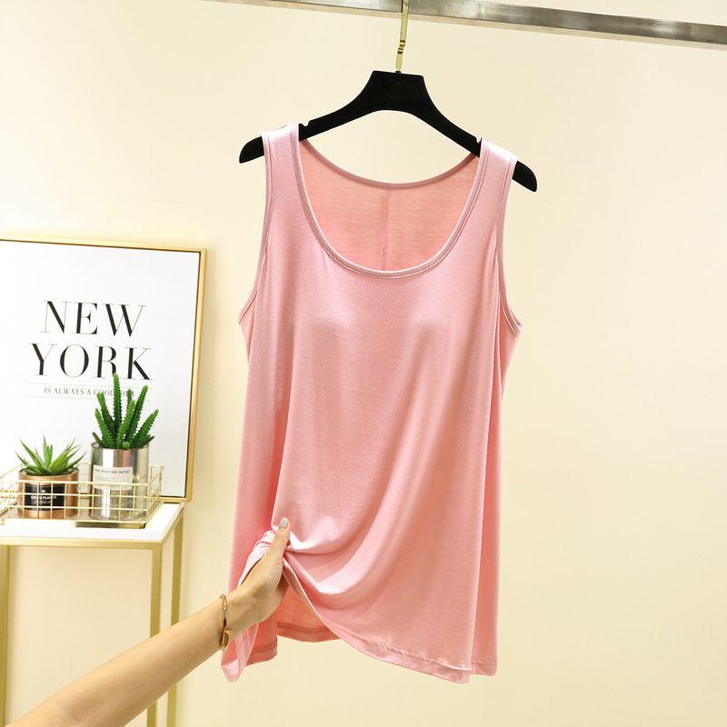 

Модальный круглый вырез средней длины большого размера повседневный жилет Pink M (recommended 40.00 kg-55.00 kg