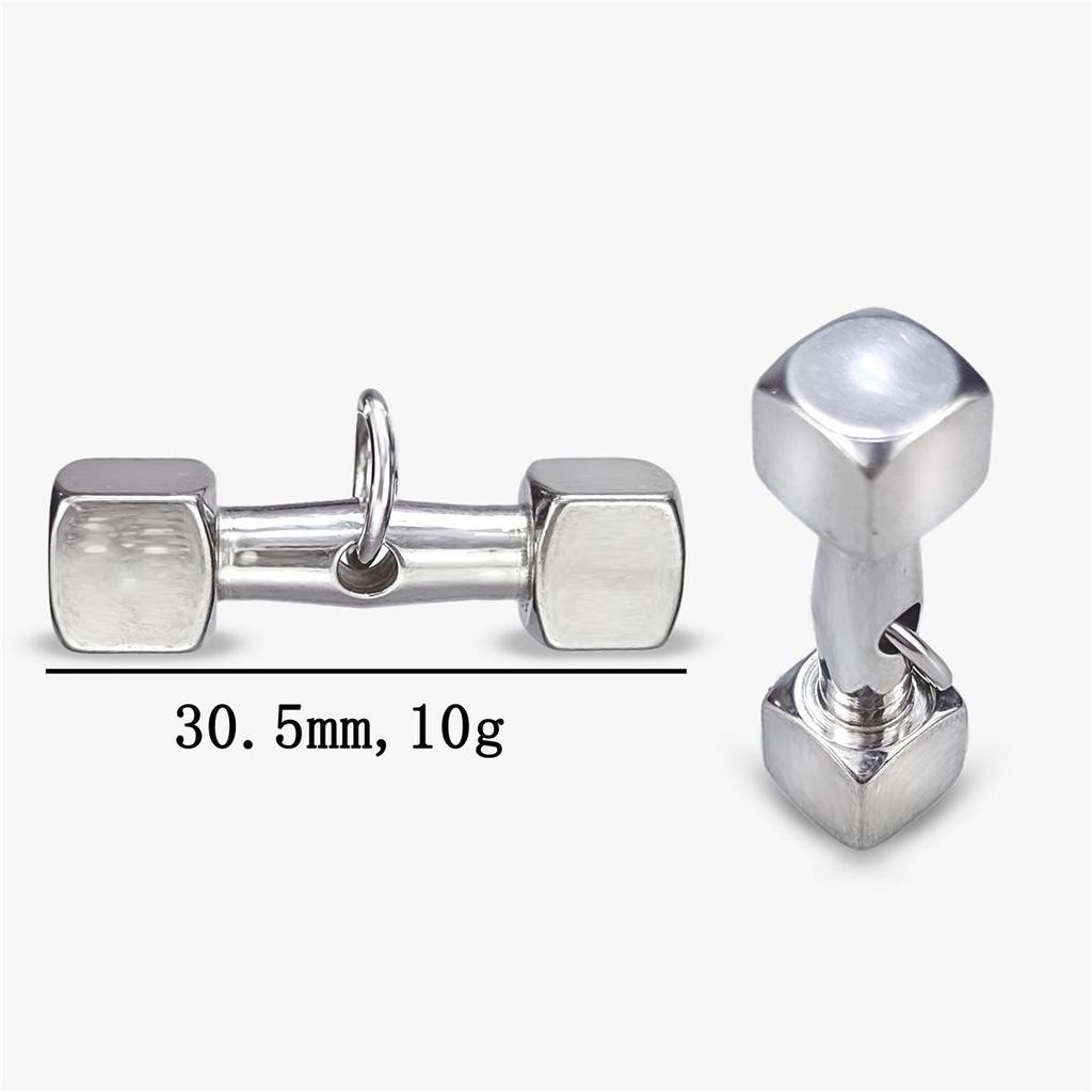 Men's Stainless Steel & Titanium Dumbbell Pendant Necklace - Trendy Sports Fashion Jewelry
