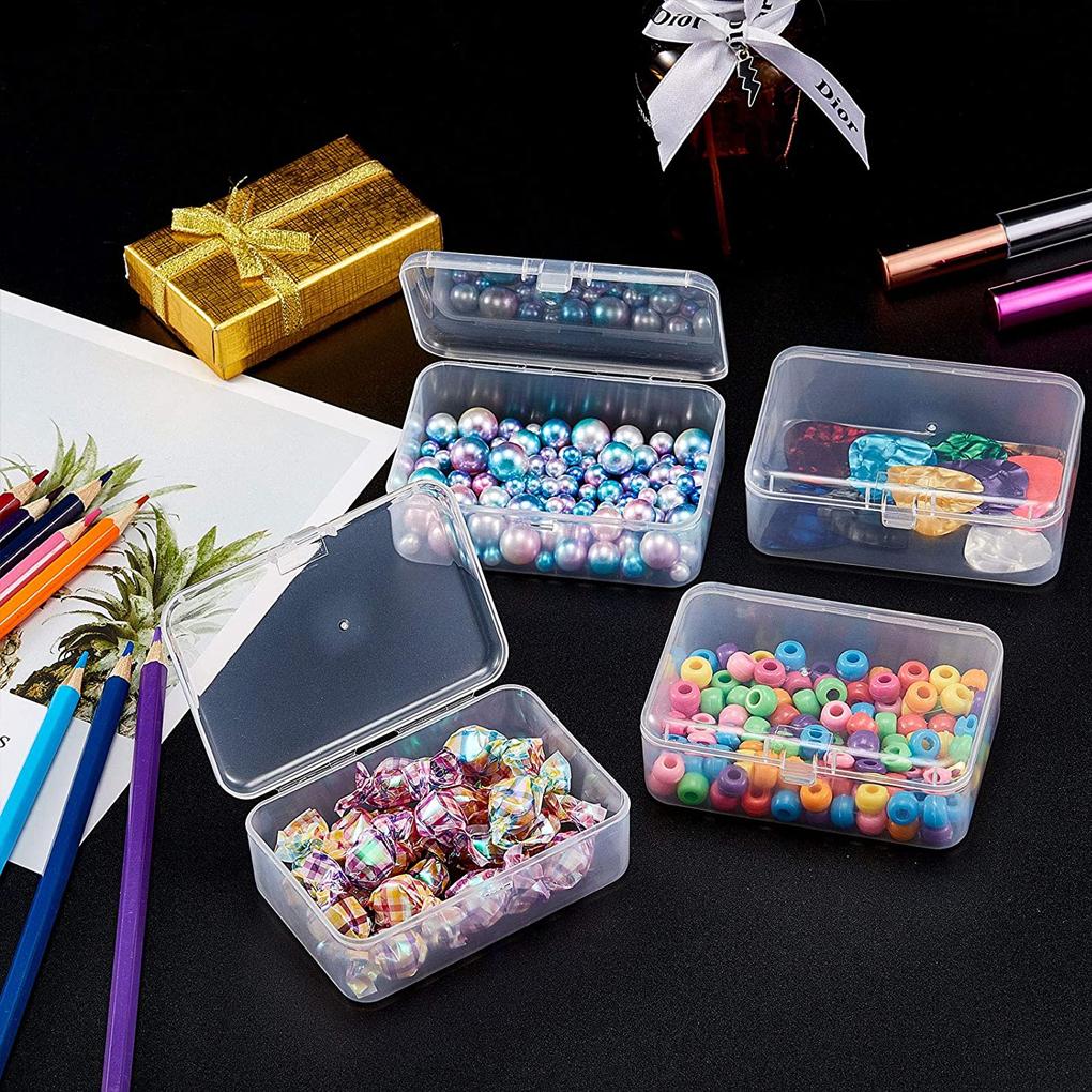 Rectangular Bead Storage Boxes Lightweight Durable Small Volume Non-brittle with Cover DIY Clear Containers for Beads and More