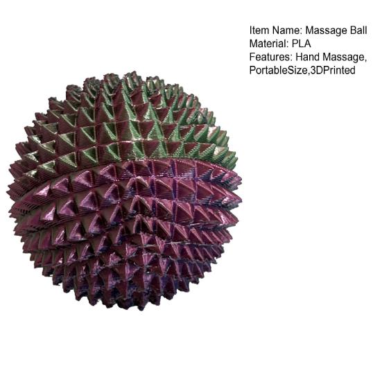 3D Printed Spiky Massage Ball Stress Relief Spiked Massager Roller Plantar Fasciitis Physical Therapy Hand Relief Tools