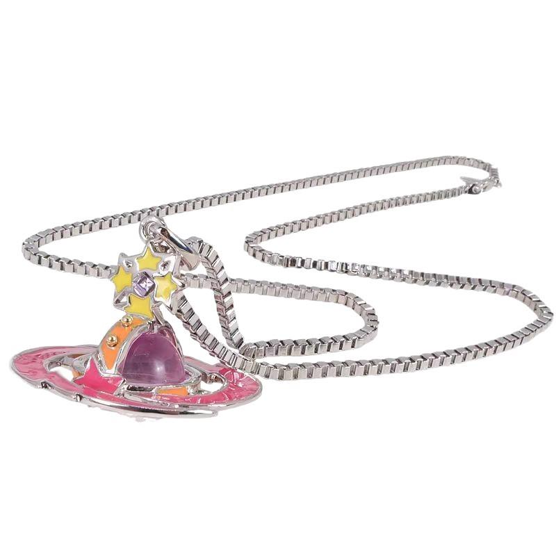 Lila Meteor Saturnkugel Choker - Damen Punk Auffällig UFO Planet Halskette