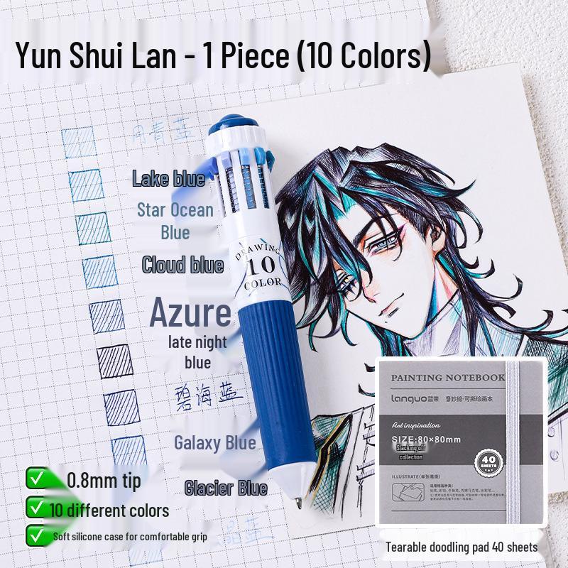 Blue Fruit Multi-Color Gel Pen Set - 30 High-Quality Stackable Press-Type Ballpoint Pens for Journaling