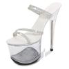 Fashion 34-43 size sexy high heels 13CM15CM thin heel waterproof platform sandals transparent crystal shoes wedding shoes women slippers