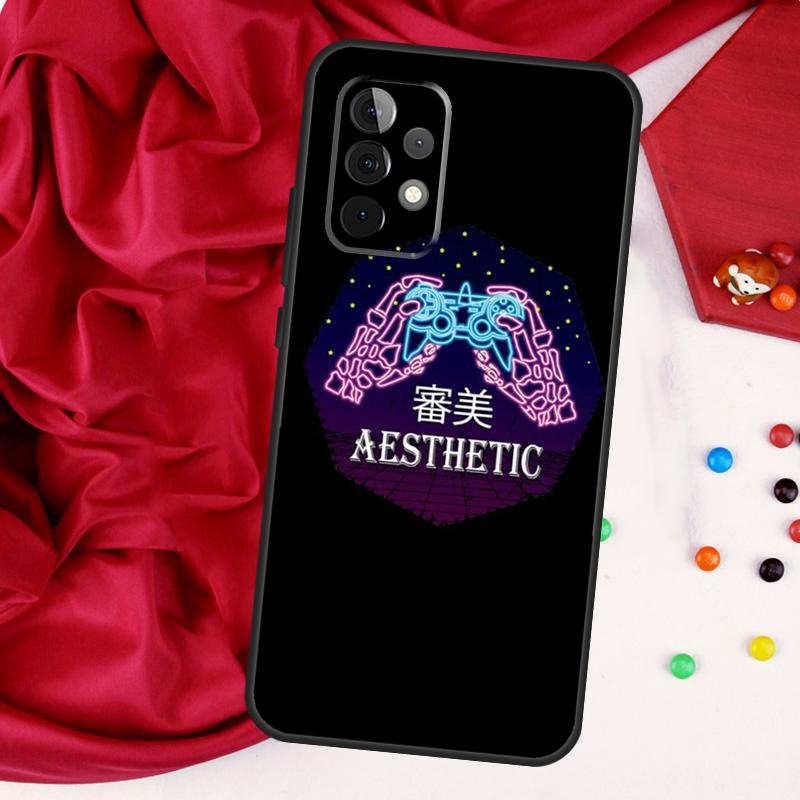 Retro Aesthetic Japanese Game Over For Samsung Galaxy A26 A05 A06 A16 A54 A34 A14 A22 A32 A52 A55 A35 A15 A53 A13 A56 A36 Case