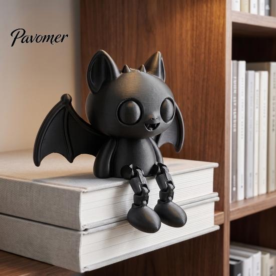 Spooky Atmosphere Decor 3D Printed Articulated Bat Figurine, Flexible Cartoon Ornament with Halloween Desk Decoration Movable Joints, Desktop