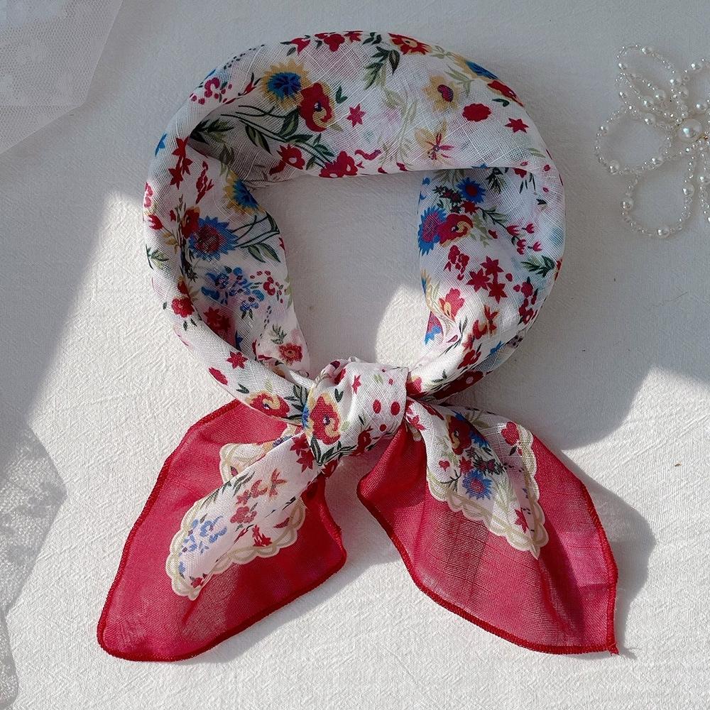58*58Cm Women Square Neckerchief And Headscarf Female Floral Print Small Shawls Scarves Spring Summer Headband Scraves