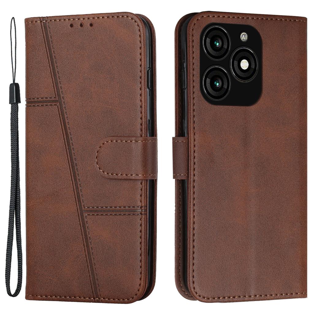 Leather Wallet Case for Itel A70 Phone Stand Cover Calf Texture
