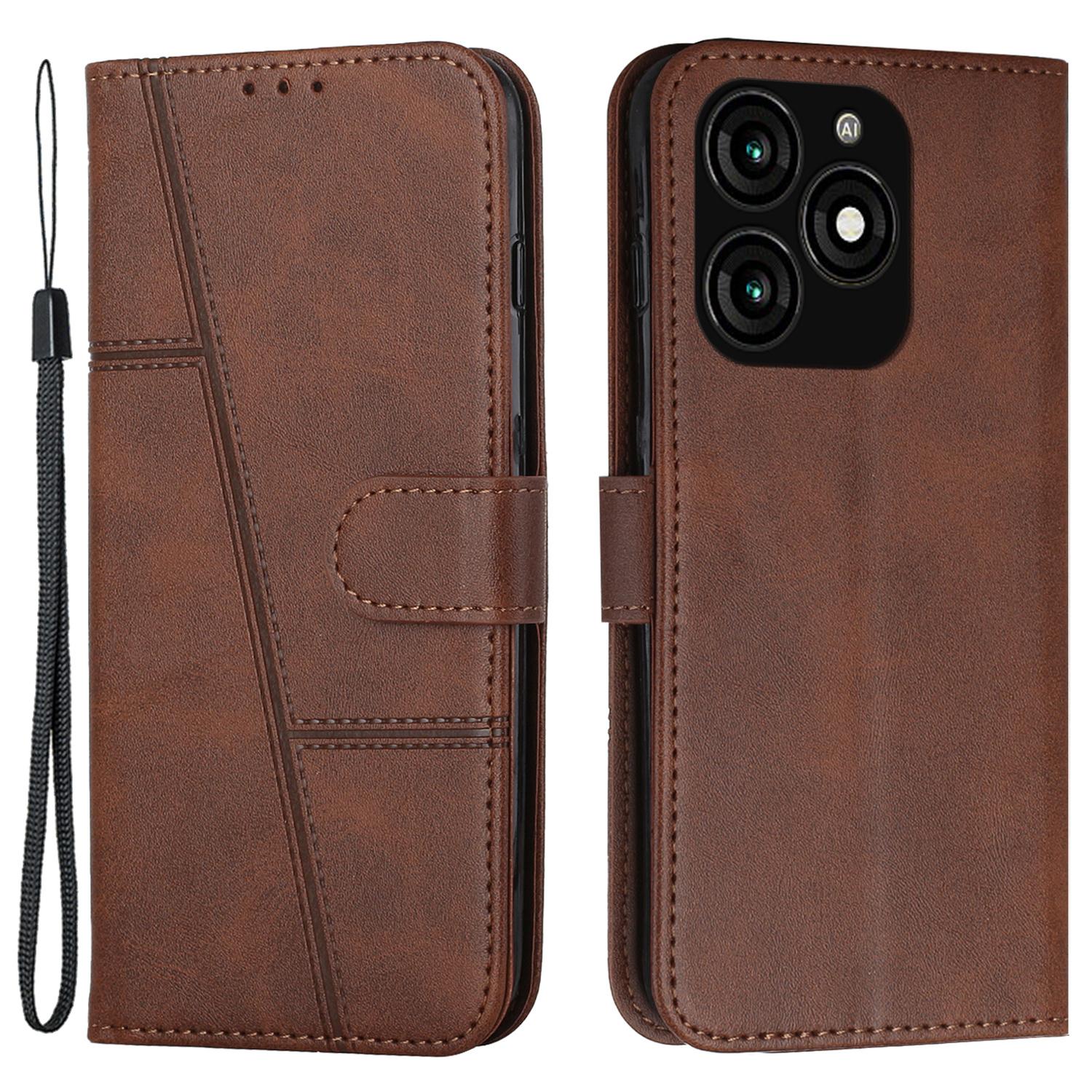 

Leather Wallet Case for itel A70 Phone Stand Cover Calf Texture A