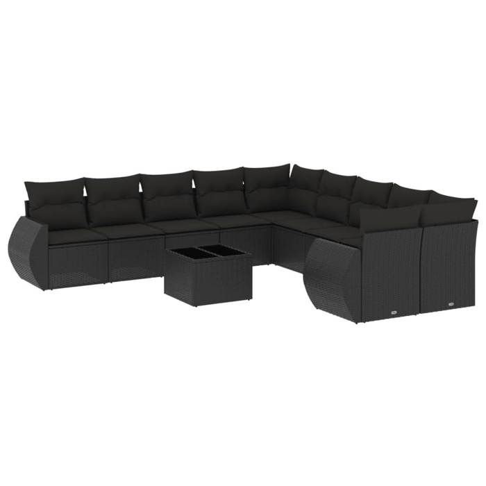 VidaXL Garden Lounge Set with Cushions 11 Pcs, Patio Sofas, Patio Furniture Set, Outdoor Furniture, Black 3221914