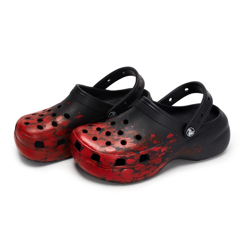 Crocs Classic Platform Clog 811 Made Mystery Scene Special Shoe Box Soft Comfortable Hole Shoes Women's Black Red