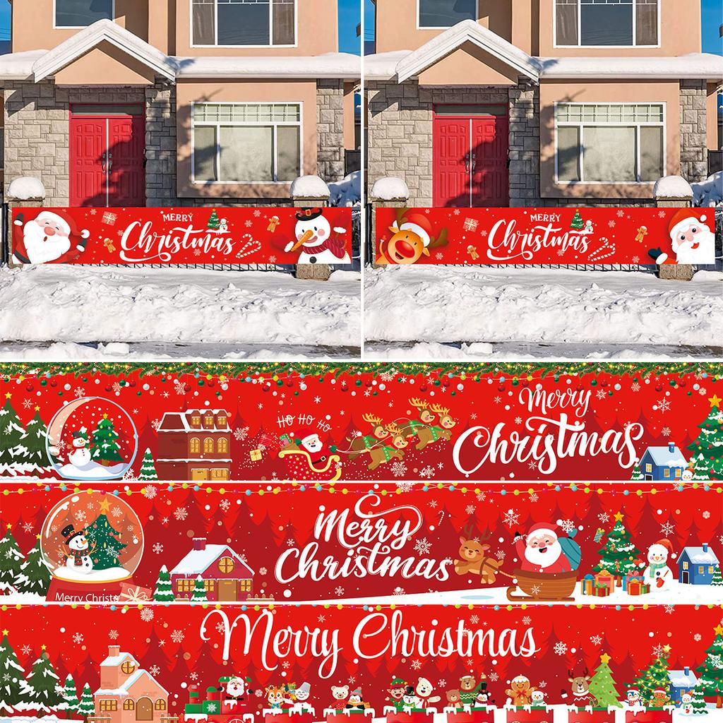 Christmas Outdoor Banner Flag Merry Christmas Decor 2024 Xmas Ornaments Gifts Navidad Noel Natal Happy New Year 2024 Home Decor