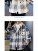 Men's Hooded Plaid Cotton Jacket - Spring/Autumn/Winter Workwear for Youth Students