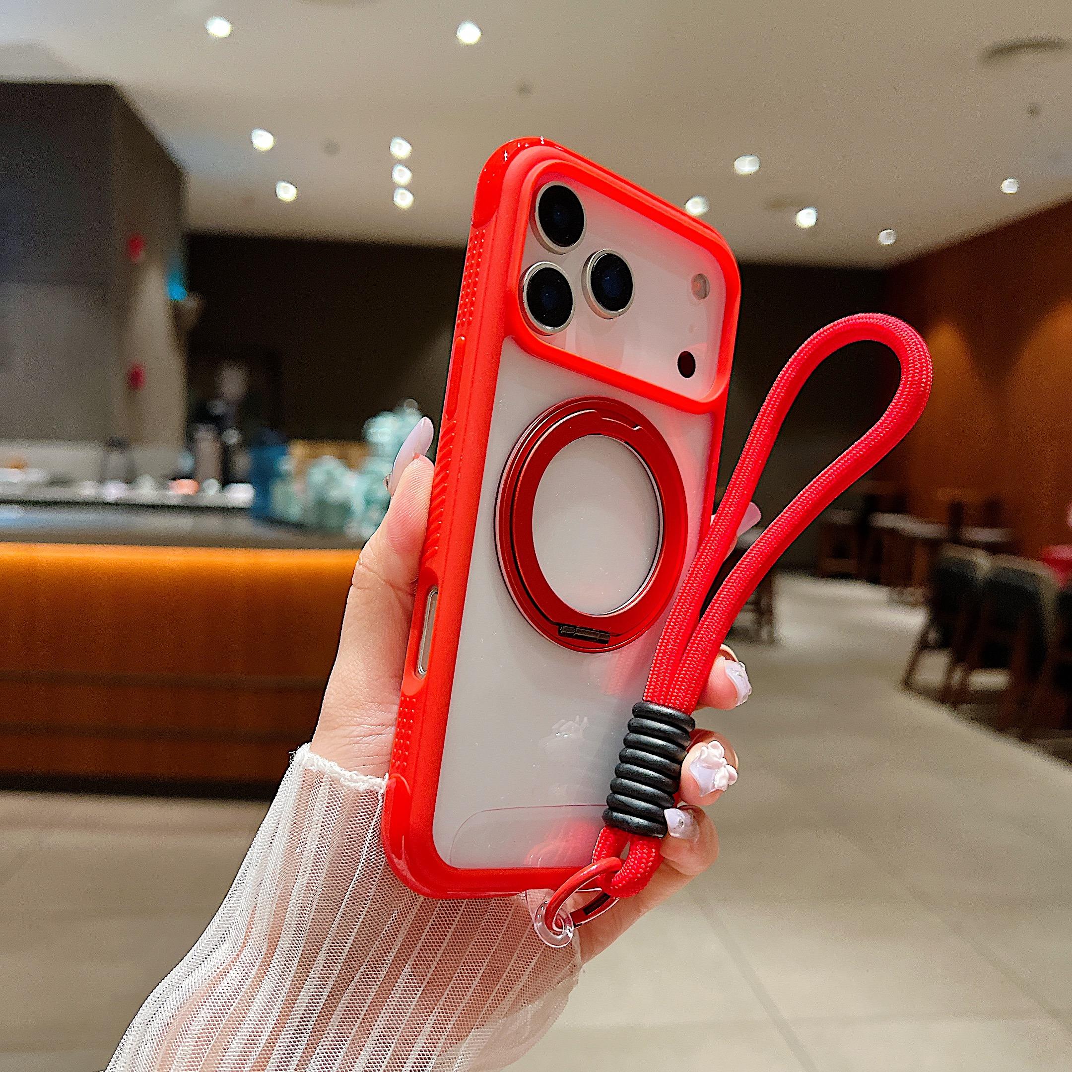 

Luxury With Lanyard brack Clear For Magsafe Phone Case For iPhone 17 12 13 15 14 16 PLUS 17 Pro Max Shockproof Back Cover Pc + tpu&iPhone 12