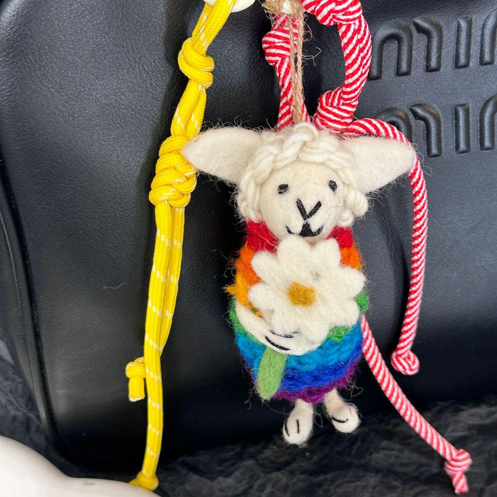 Handmade Nepal Wool Felt Bag Charm: Cute Pendant Jewelry Accessory