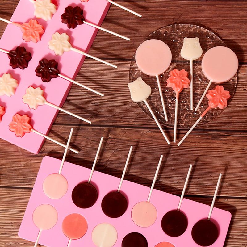 1Pc Reusable Silicone Lolly Mold Set With 12pcs Lolly Sucker Sticks Candy Mold Sucker Molds And Chocolate Hard Candy Mold