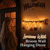 Warm Color Halloween Wall Art LED Lighted Glowing Broom Witch Broom Wall Decoration  Indoor Wall