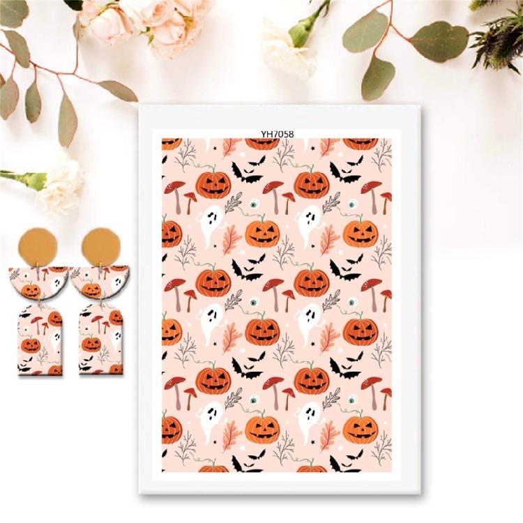 Halloween Water Soluble Stickers, Clay Transfer Paper Water Soluble Clay Transfer Sheet for Clay Earrings Jewelry Making