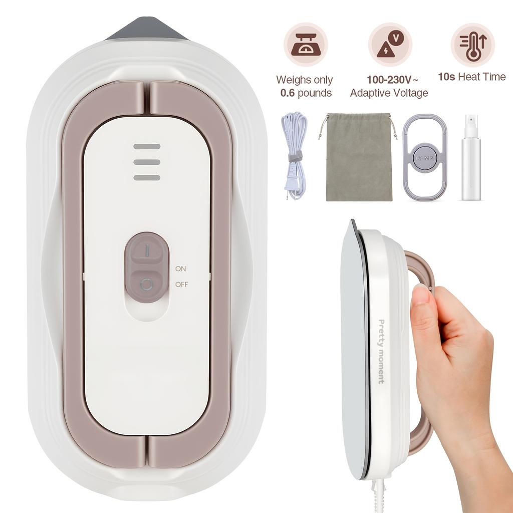 Mini Portable Electric Iron Mini Dry Iron for Clothes Handheld Portable Ironing Iron 10-second Rapid Heating 0.6lbs Lightweight