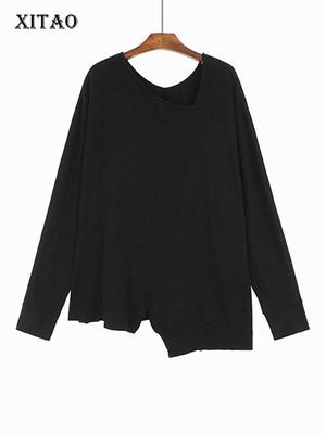 Asymmetrische einfarbige Damenpullover LYD1291