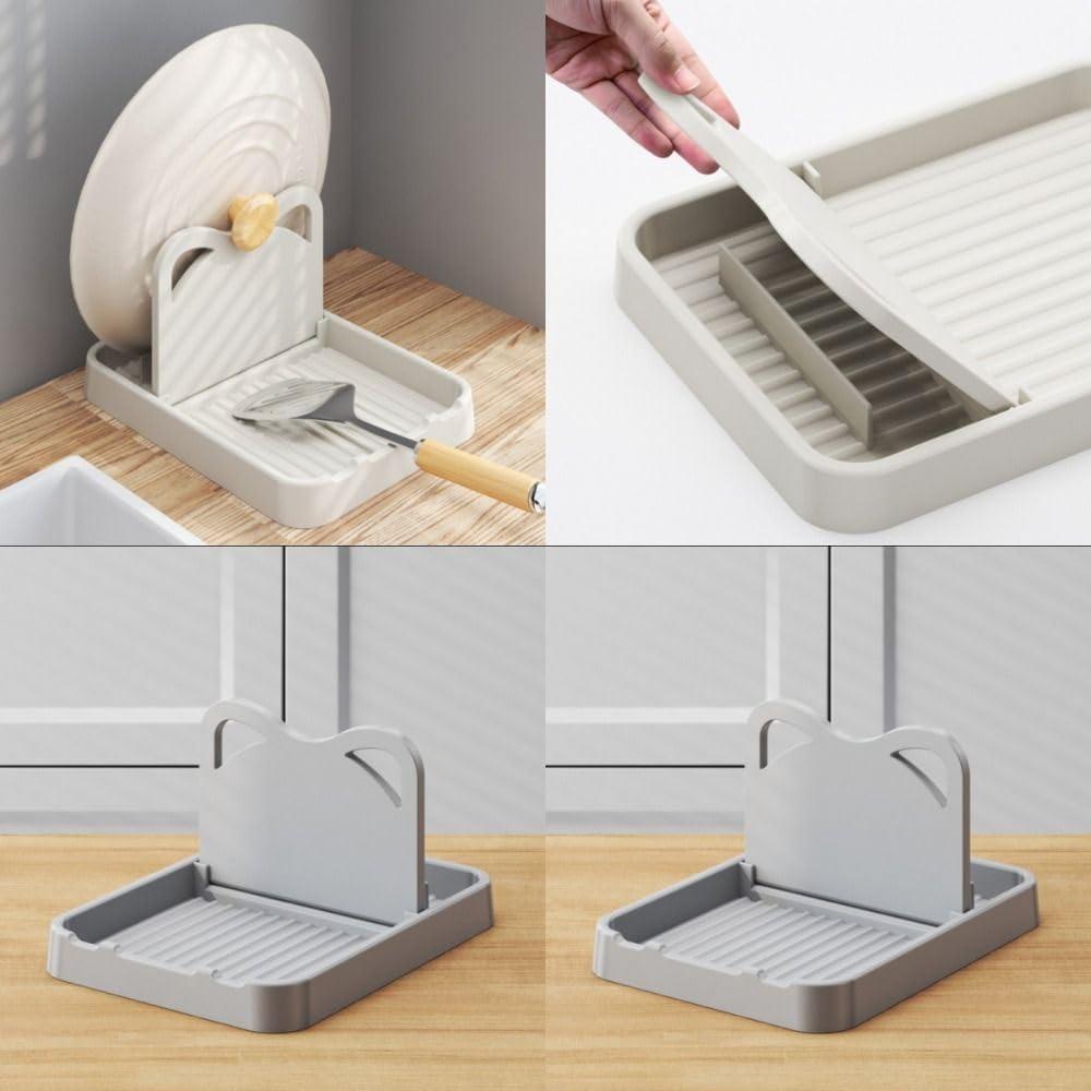 Kitchen counter spoon rack - pot lid rack and spoon rack - multi-purpose small tools to keep the countertop clean - silicone rac