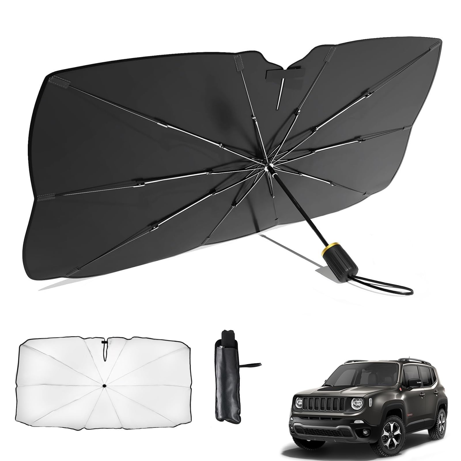 

Jeep Renegade BU Type, July 2015 - Present Car Umbrella-Shaped Folding Sunshade with 10 Renegade BU type