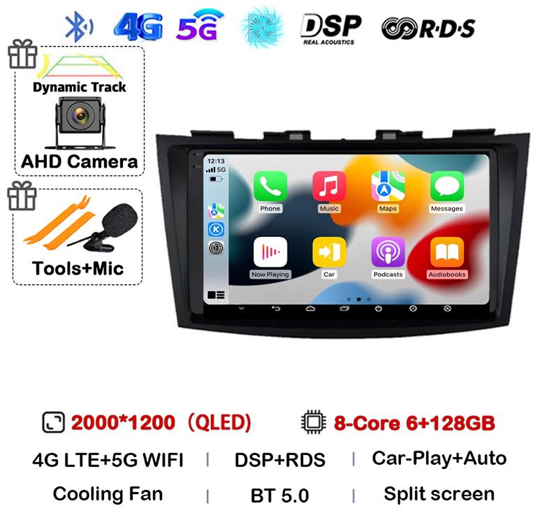 Android 14 Carplay Auto Car Radio For Suzuki Swift 4 2011 2012 2013 2014 2015 2016 Multimedia Video Player Audio GPS Stereo WIFI