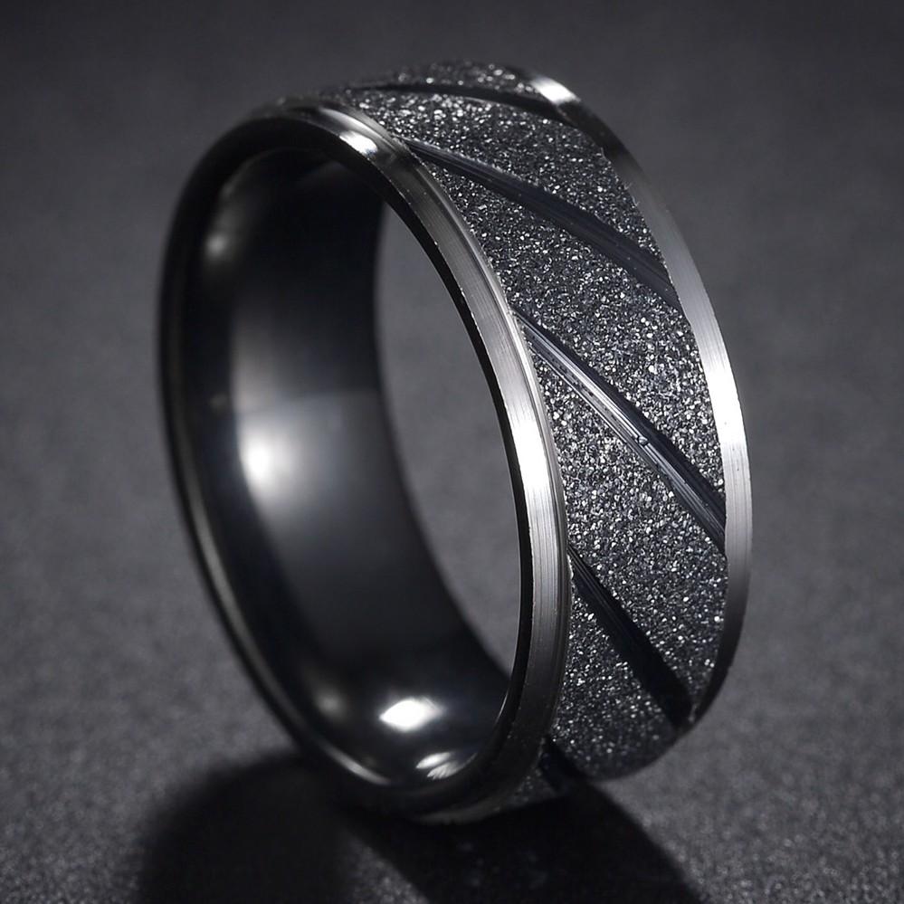 Fede in Tungsteno Nero Anelli Punk Trama d'Acciaio per Uomo Donna Scanalatura Fibra di Carbonio Anello alla Moda
