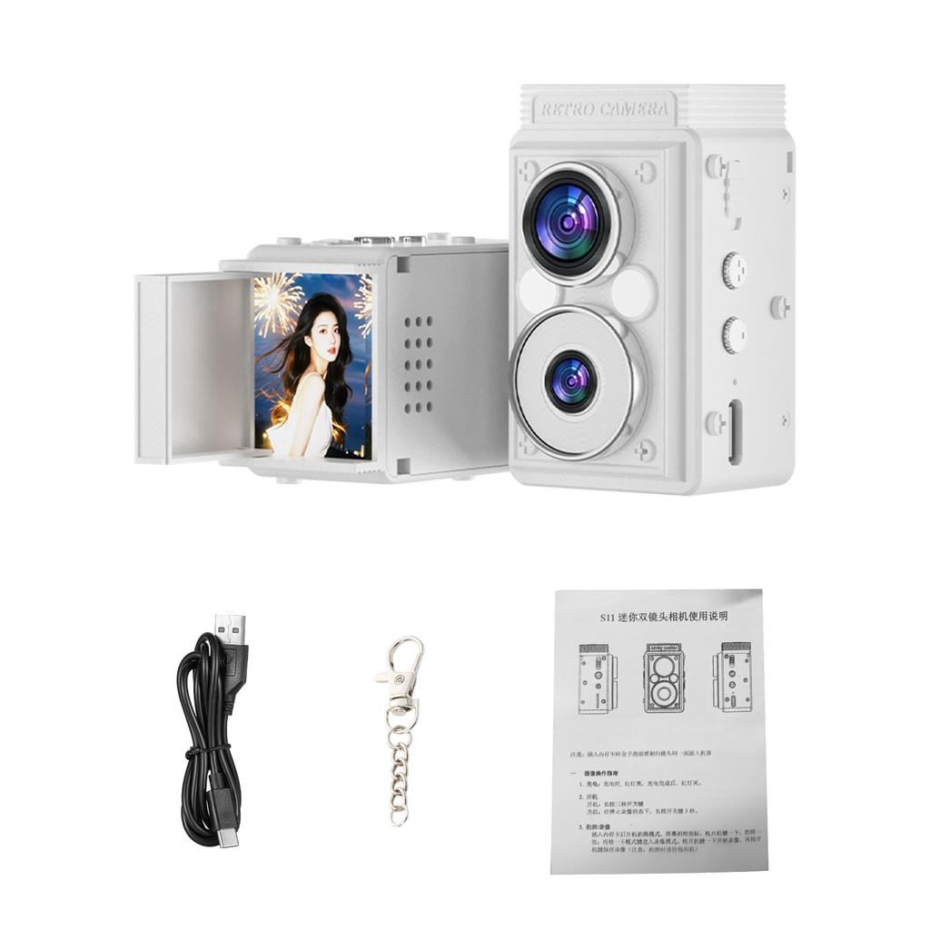 S11   Retro Dual Lens CCD Camera Portable TLR Camera Infrared Night   Digital Camera