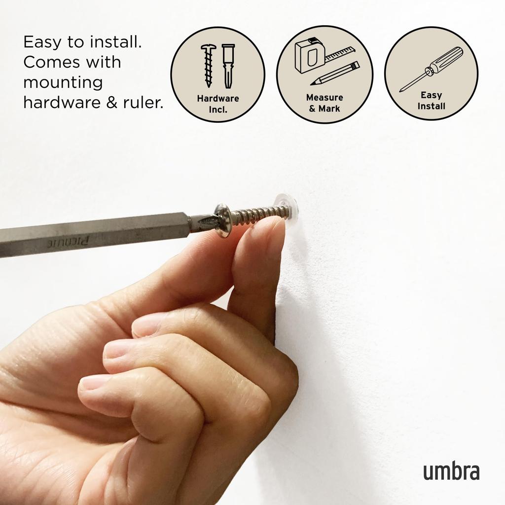 Official Umbra Wall Wall Hanger Storage Flip Natural Hooks, Hooks, Wooden, Modern, Casual, Organizing, Space-Saving, 8-Row Hook, 2318858390,